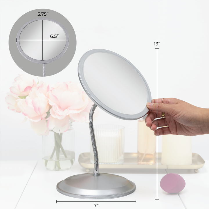 Gooseneck Makeup Mirror with Magnification & Wall Mount