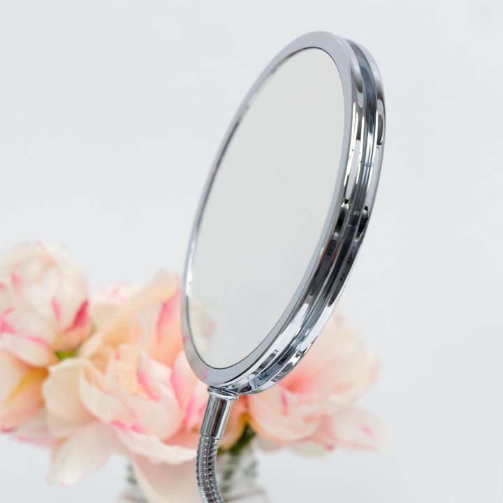 Triple Gooseneck Makeup Mirror with Magnification & Wall Mount