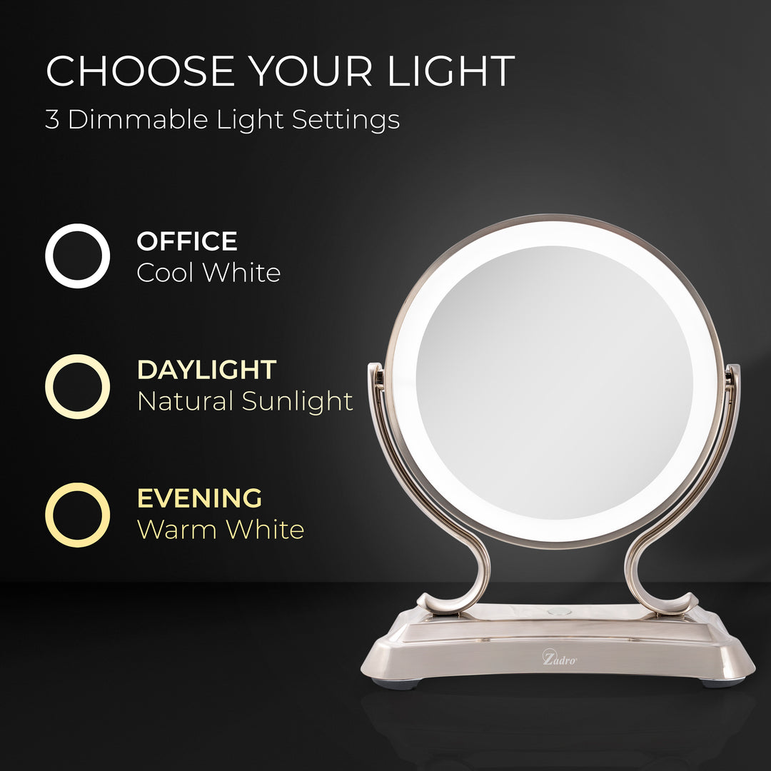Glamour LED Lighted Makeup Mirror with Magnification