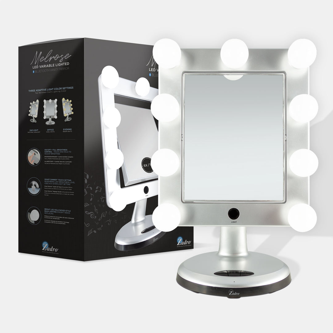 Melrose Lighted Makeup Mirror with Magnification & Bluetooth Speaker