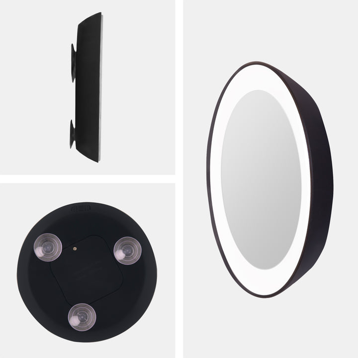 Lighted Compact Mirror with Magnification & Suction Cups