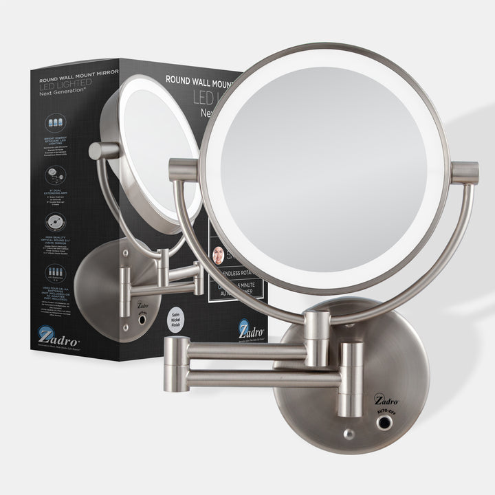 Lighted Wall Mounted Makeup Mirror with Magnification & Cordless
