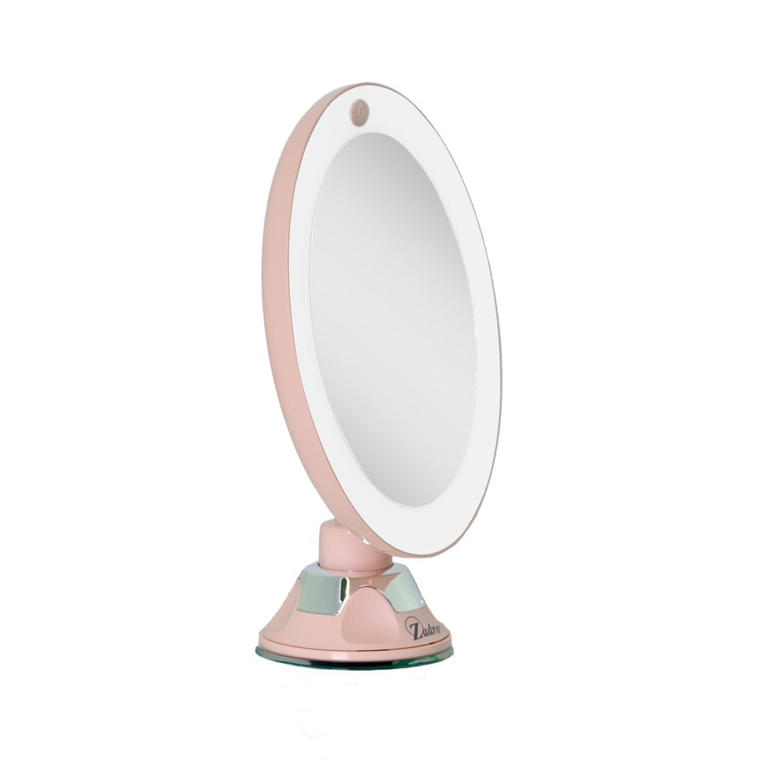 Lighted Wall Mounted Makeup Mirror with Magnification & Suction Cup
