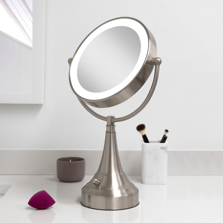 Lighted Makeup Mirror with Magnification & Battery/Cordless