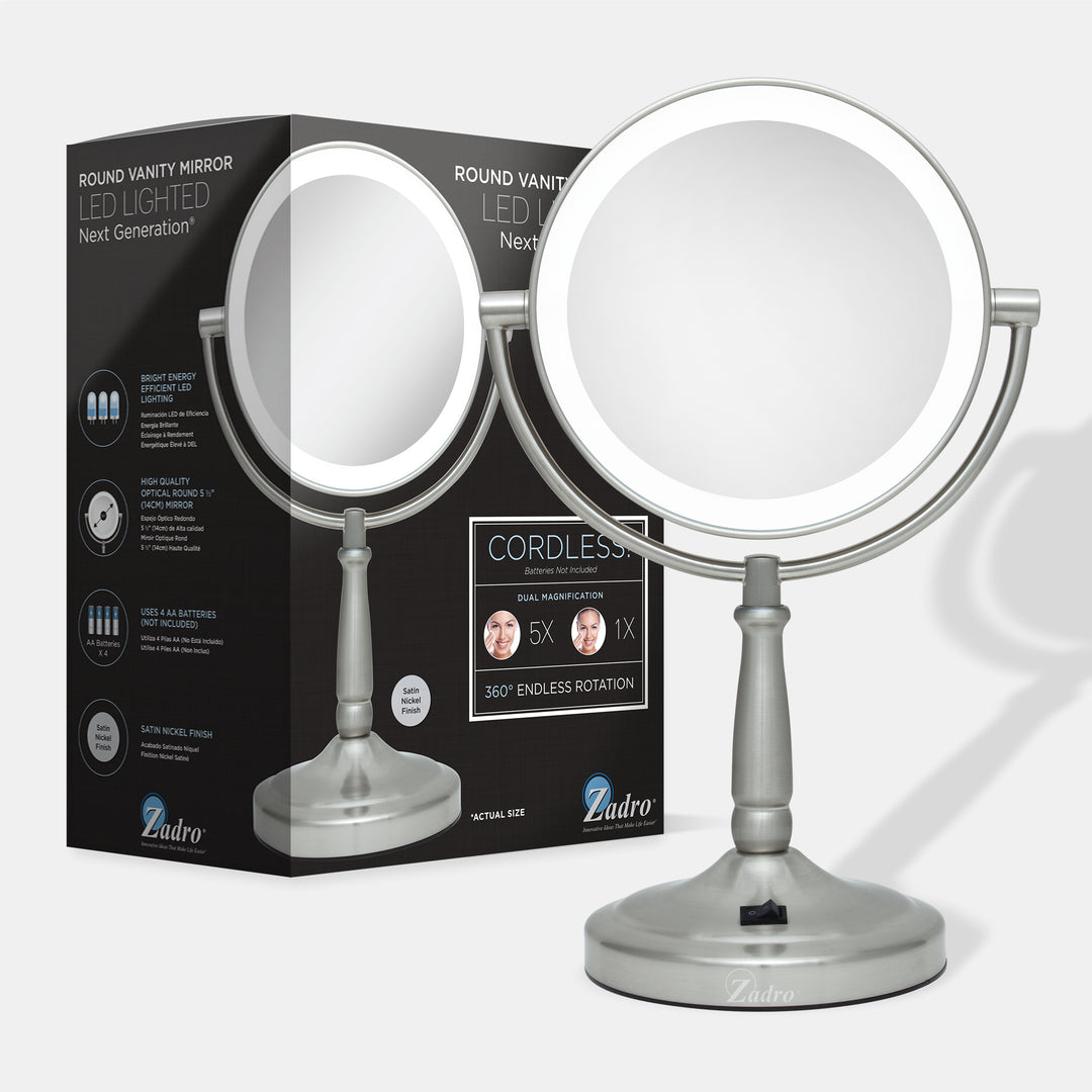 Lighted Makeup Mirror with Magnification & Cordless