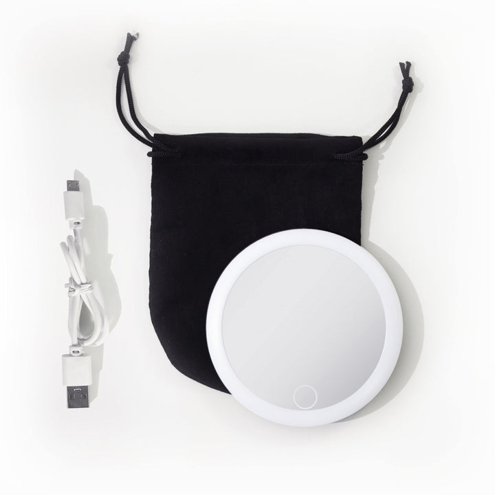 Rechargeable Compact LED Mirror with Carrying Pouch - Zadro Products