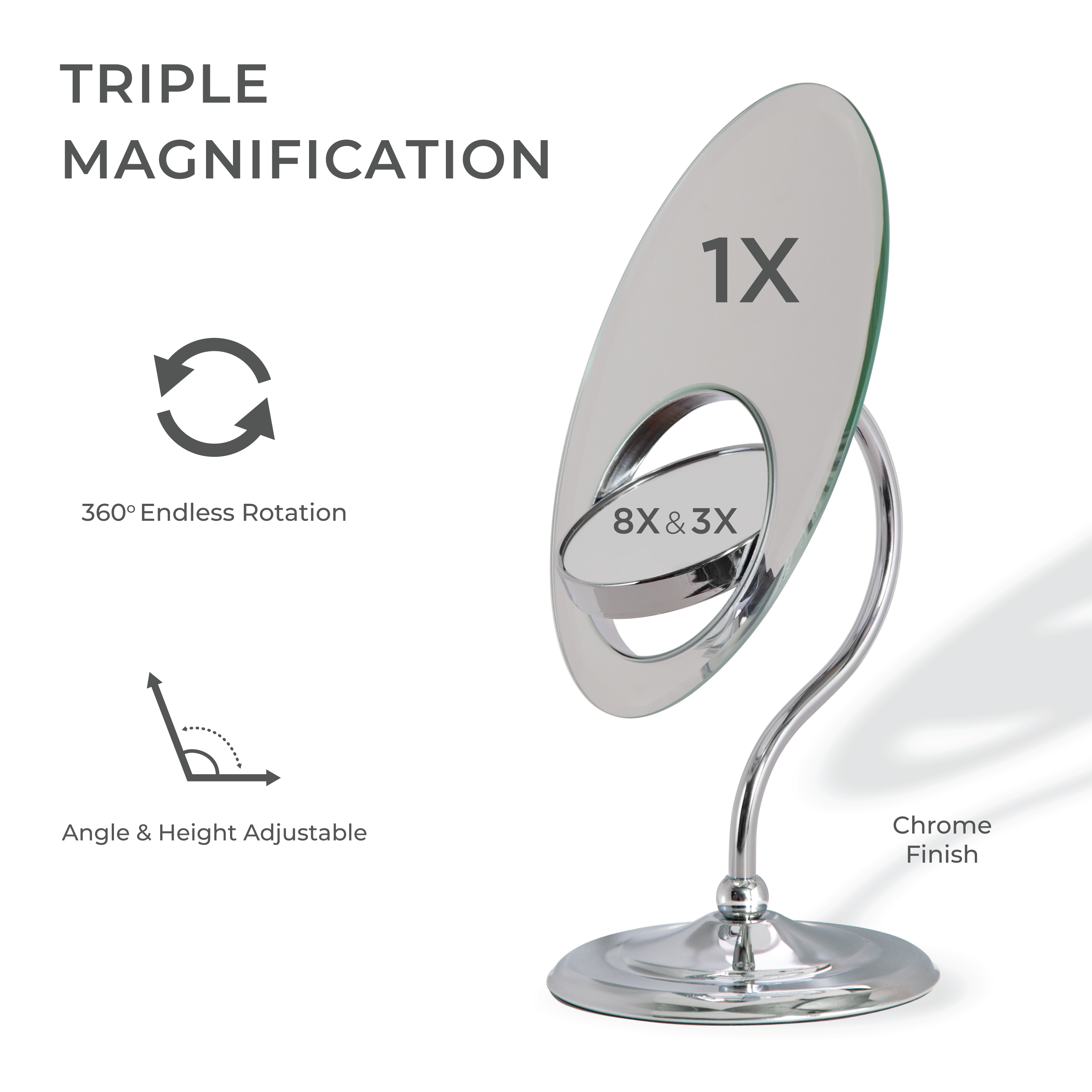 Tri-Optics Beveled Makeup Mirror with Magnification