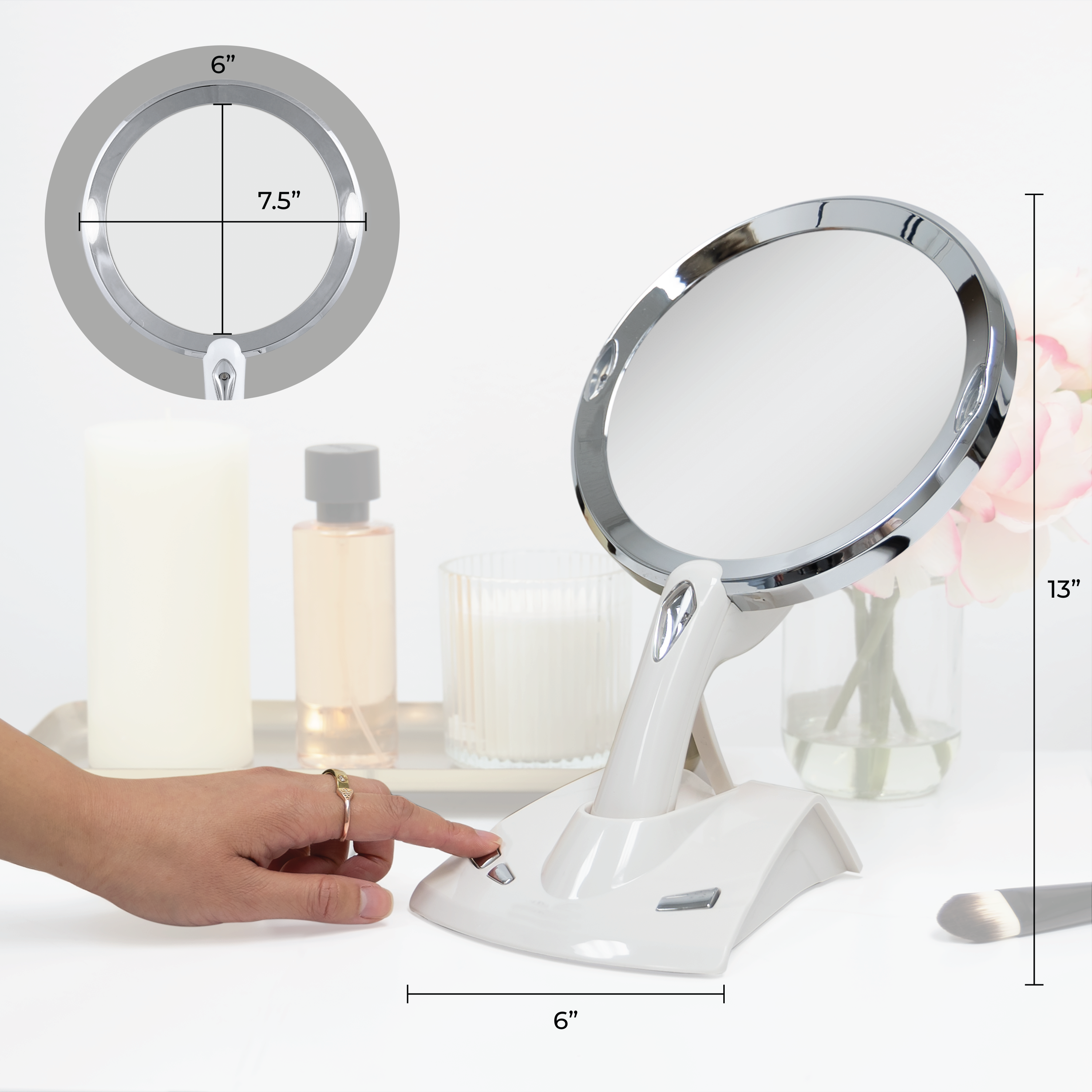 Power Zoom Lighted Makeup Mirror with Magnification