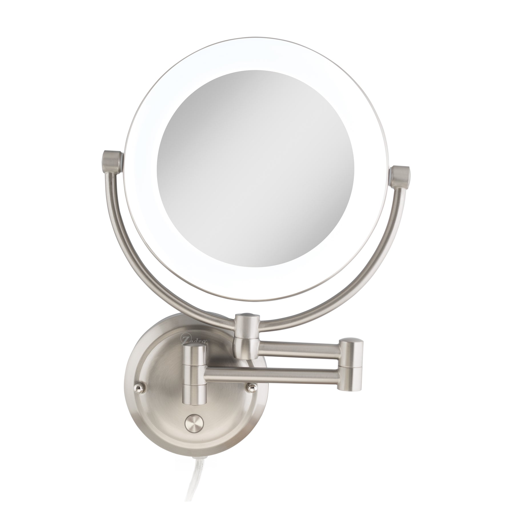 Zadro Lexington LED Lighted Wall Mounted Makeup Mirror with Magnification Two-Sided Swivel Extendable Bathroom Mirror (10X/1X, 10 Head, 7.5 Mirror