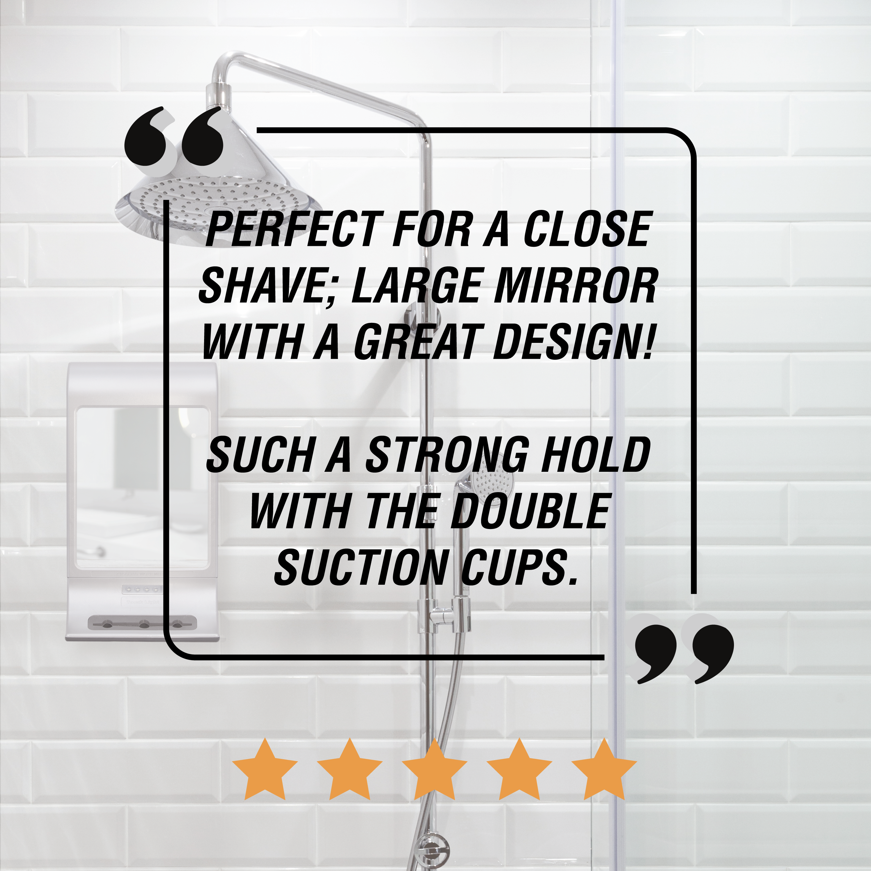 Fogless Lighted Shower Mirror with Suction Cup Mounting & Squeegee