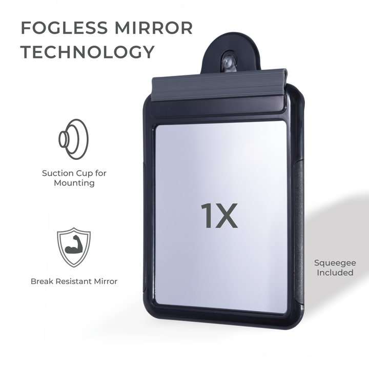 Fogless Shower Mirror for Travel with Suction Cup & Squeegee